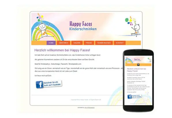 Webseite für Happy Faces